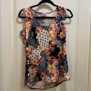 BOGO Vamp Coral & Navy Patterned Sleeveless